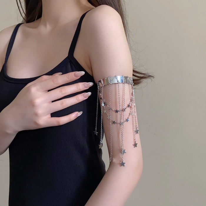 Wholesale Simple and versatile tassel chain, heart-shaped opening adjustable bracelet, arm ring