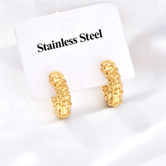 Wholesale Weaved Pattern Metal  Earrings Fashionable ins Street Photograph Earrings