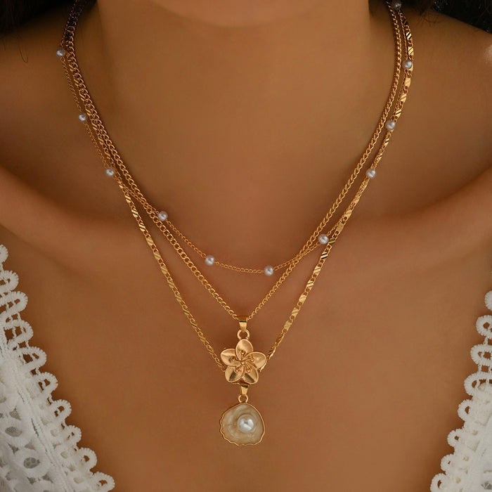 Wholesale Multi-Layer Sun Pendant Necklace Gold Alloy Trendy Fashion Accessory