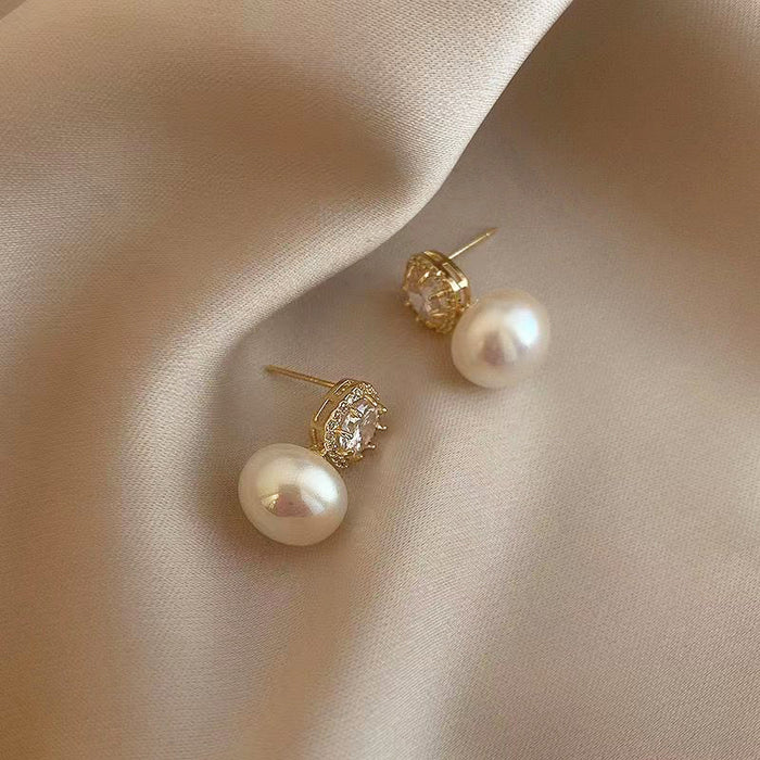 Wholesale Geometric Diamond Pearl Earrings JDC-ES-YuHang010
