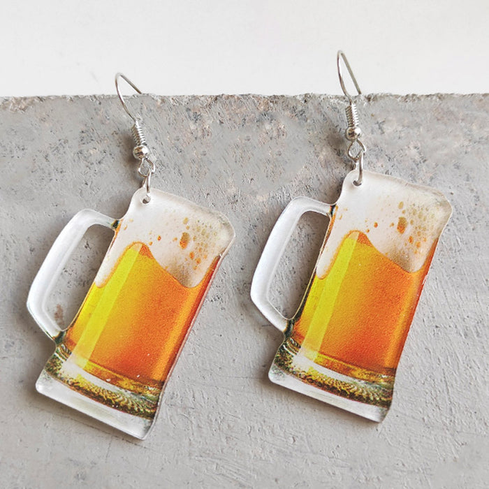 Wholesale 2pcs Transparent Acrylic Beer Red Wine Whiskey Earrings JDC-ES-HeYi111