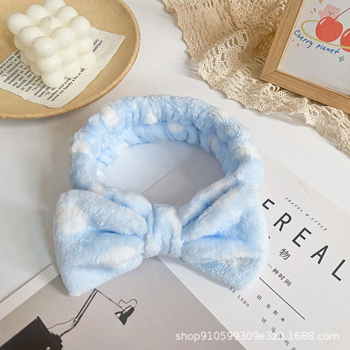 Wholesale Leopard Print Polka Dot Striped Bow Headband Women' s Face Wash Sports Headband Coral Velvet Hair Accessories