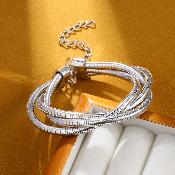 Wholesale New exaggerated multi-layer Fried Dough Twists bracelet New luxury spring chain short