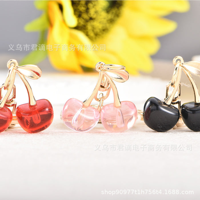 Wholesale cherry key chain simulation fruit key ring girl bag pendant decoration