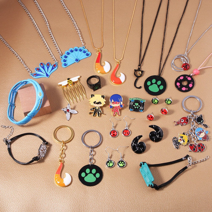 Wholesale Anime Peacock Conch Bay  Necklace Black Cat Dog Claw Ring Bracelet Bee Hairpin Music Snake Bracelet