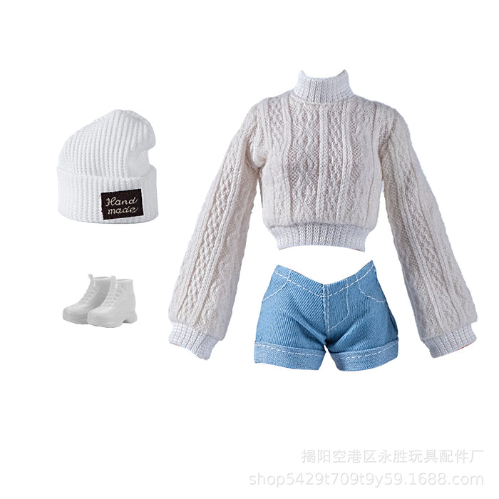 Wholesale Doll dress-up cardigan  hat and shorts set