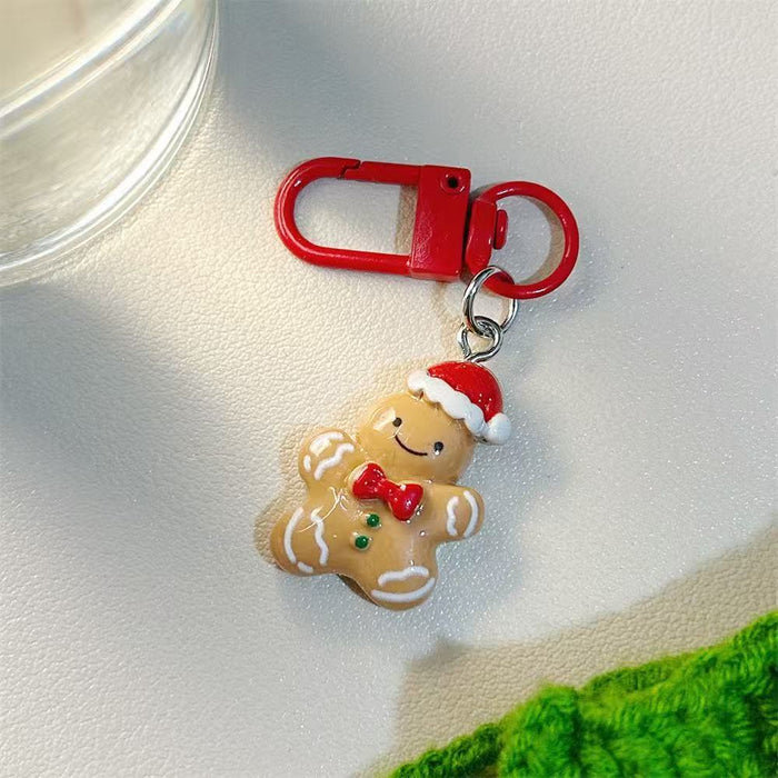 Wholesale Resin Cartoon Christmas Keychain Cute Reindeer Santa Snowman Bag Charm Boutique Gift