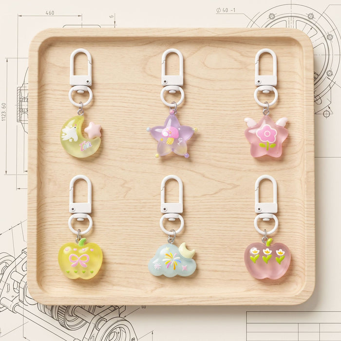 Wholesale Sparkling Resin Star Keychain Pink Cute Cloud Design Fashion Accessory Gift