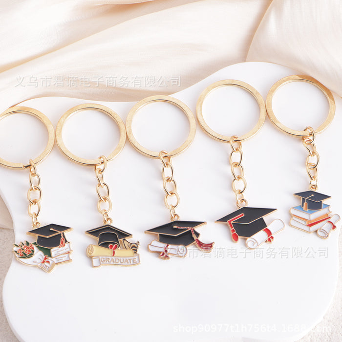 Wholesale key chain doctor cap graduation season alloy key chain student souvenir bag pendant