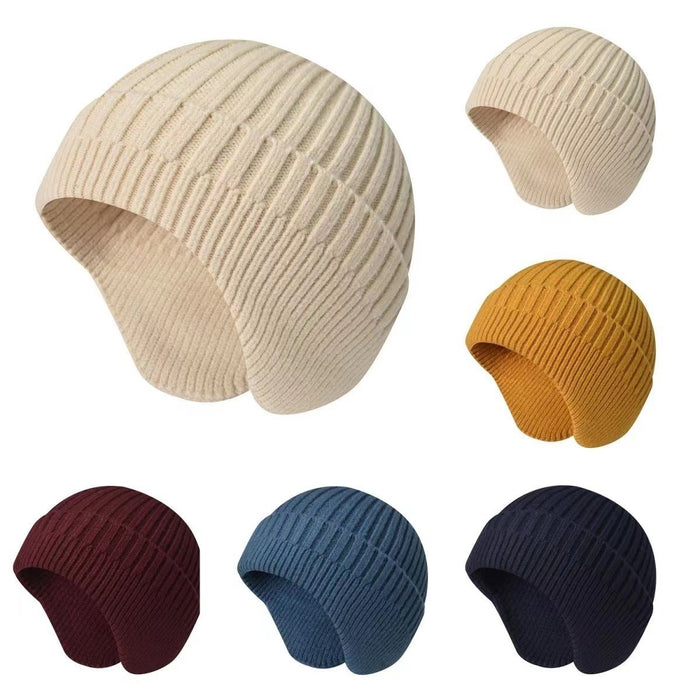 Wholesale Winter Knitted Hat For Men Women Warm Ear Protection Windproof Cycling Hat Fleece-lined Thickened Thermal Adult