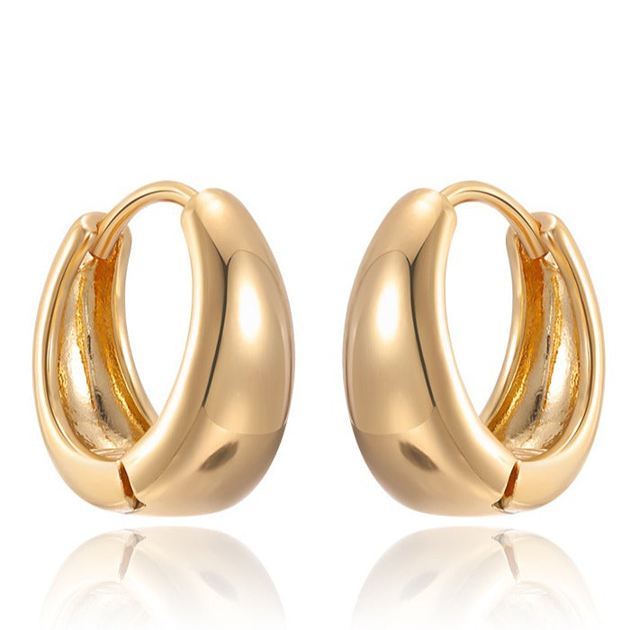 Wholesale Jewelry Plated with Yellow Gold Circles Ear Loops Temperament Ear Buckles JDC-ES-XP007