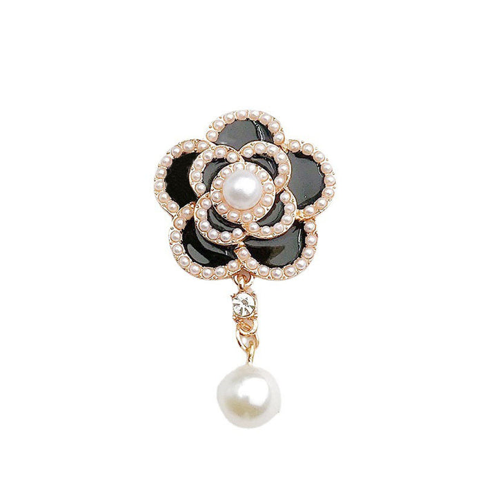 Wholesale Pearl Camellia pendant diy jewelry accessories alloy flower mobile phone shell decorative materials