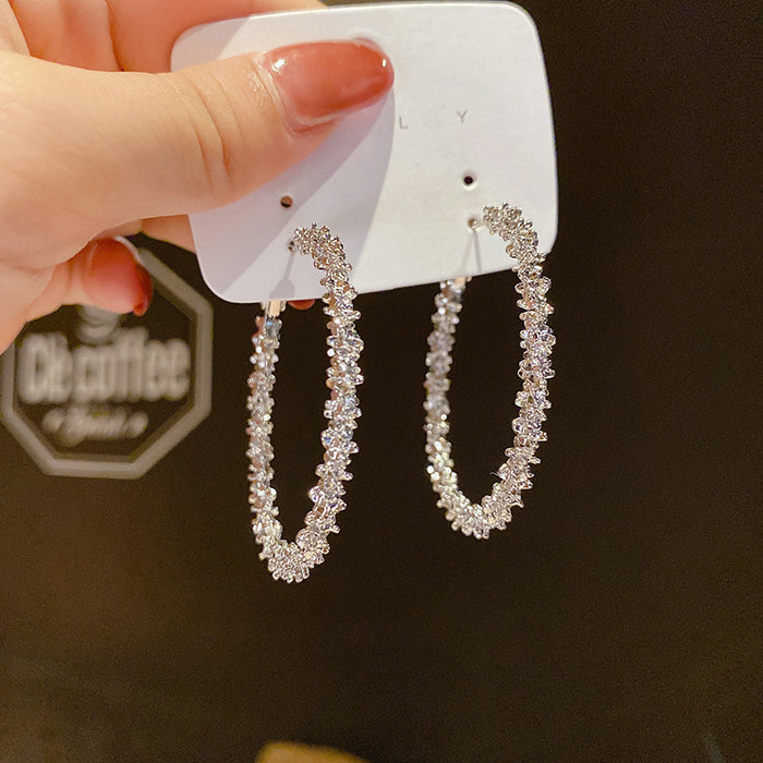 Wholesale  s925 Silver Needle  Ear Ring Super Fairy Metal Big Circle Trendy Earrings Women