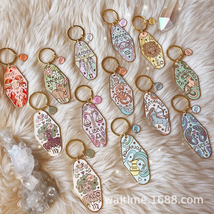 Wholesale 12 Zodiac Signs Alloy Keychain Stylish Car Key Accessory MOQ≥5
