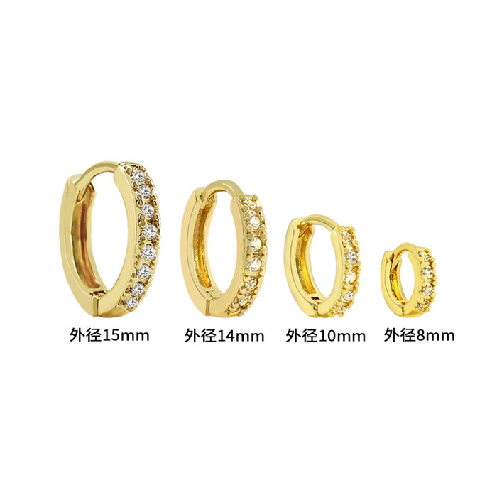Wholesale Single row diamond studded small earrings, ear buckles, fashionable and high-end gold and silver ear accessories