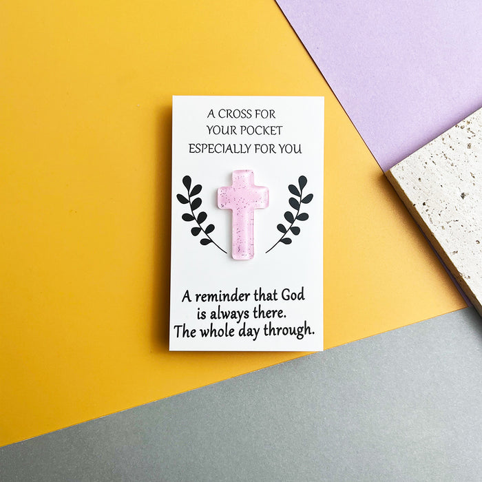 Wholesale Resin 6-color glitter cross pocket Decorations hug card