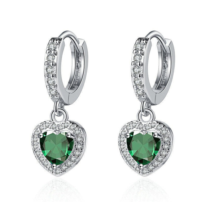 Wholesale Copper Inlaid Zircon Heart Earrings