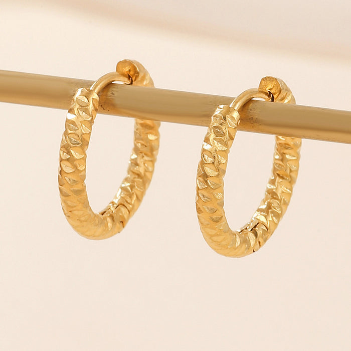 Wholesale Stainless steel circle versatile earrings, ear buckles, niche titanium steel earrings, earrings, temperament