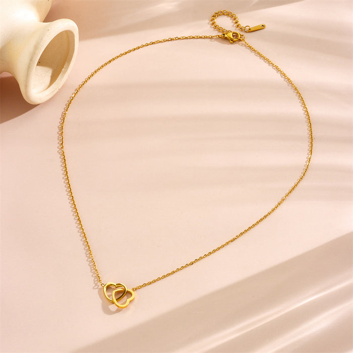 Wholesale 2pcs Heart-shaped ring necklace elegant and versatile titanium steel necklace