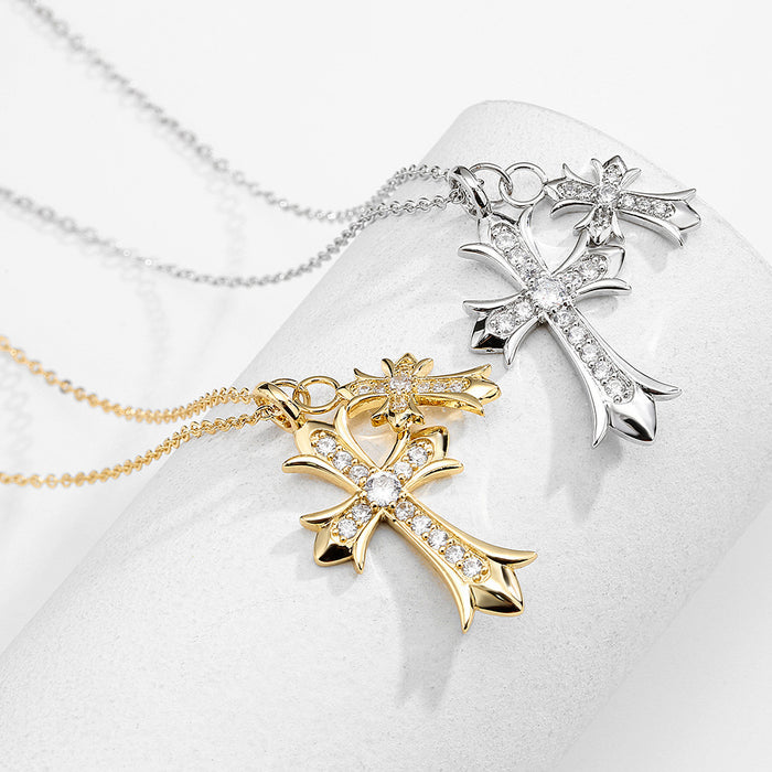 Wholesale Fashion Punk Double Cross Necklace