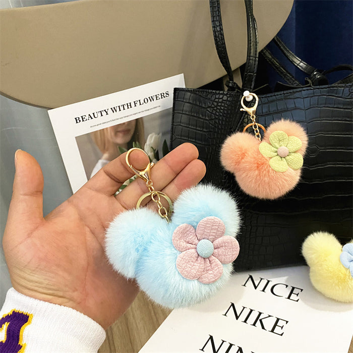 Wholesale Creative Cartoon Head Keychain Cute Plush Bag Pendant Car Key Chain Pendant Accessories Small Gift