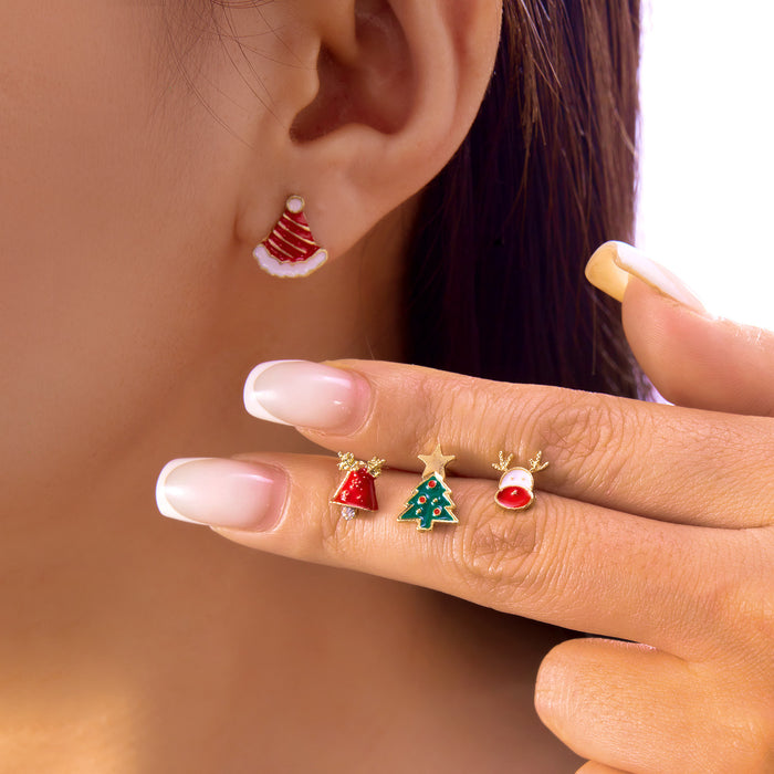 Wholesale Cartoon Snowflake Ear Studs Christmas Holiday Jewelry Accessory