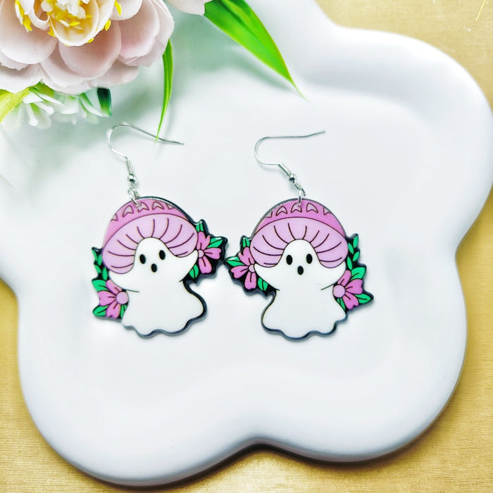 Wholesale Halloween Ghost Style Printed Acrylic Earrings JDC-ES-QiYu004