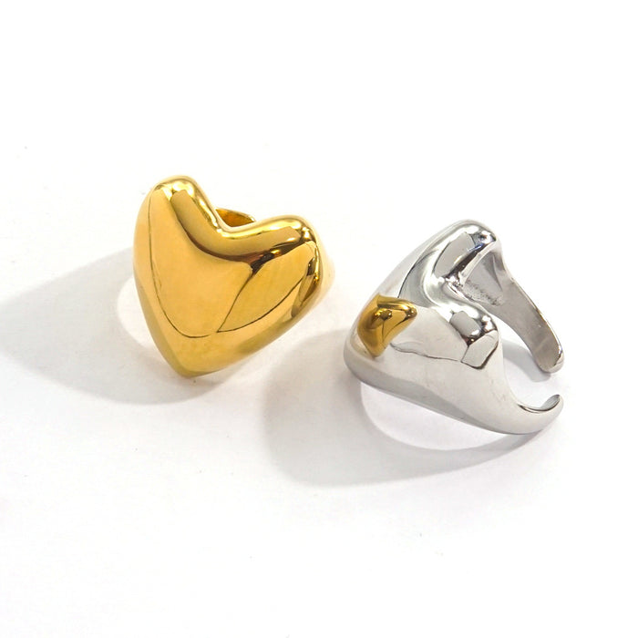 Wholesale High-end Heart Titanium Steel Stainless Steel 18K Gold Ring Jewelry Open Ring Manufacturer