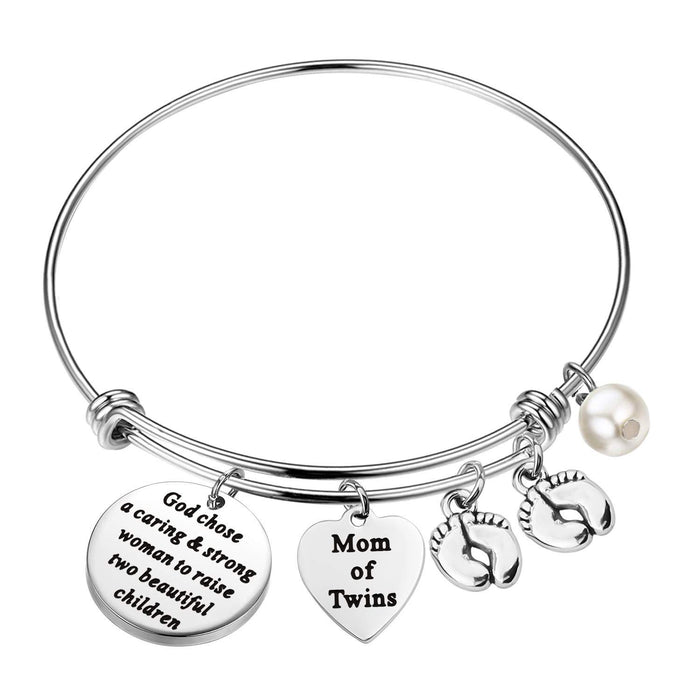 Wholesale Circular hanging tag bracelet, stainless steel heart engraved lettering pendant, round adjustable steel pearl pendant bracelet