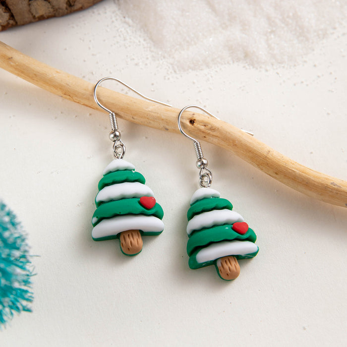 Wholesale Stylish Resin Christmas Tree Snowflake Earrings Cute Design Jewelry Accessory MOQ≥2