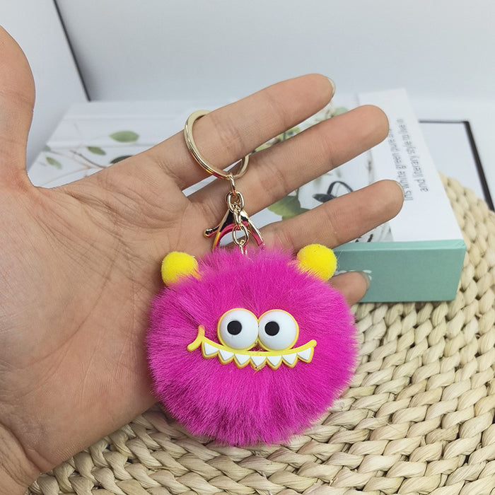 Wholesale Fur pendant plush cute dinosaur fur ball keychain pendant car keychain