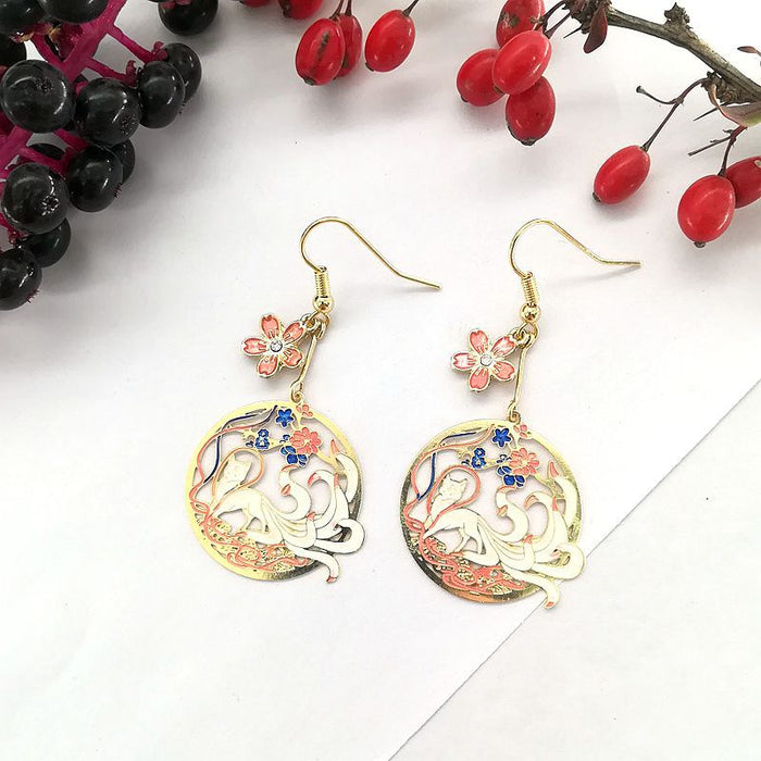 Wholesale Ethnic Style Peacock Long Earrings JDC-ES-Msy007