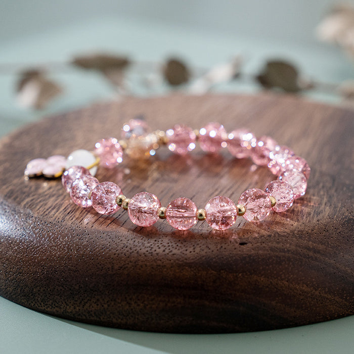 Wholesale Rainbow glass exploding amethyst bracelet, pink crystal bead bracelet, daisy bracelet wholesale