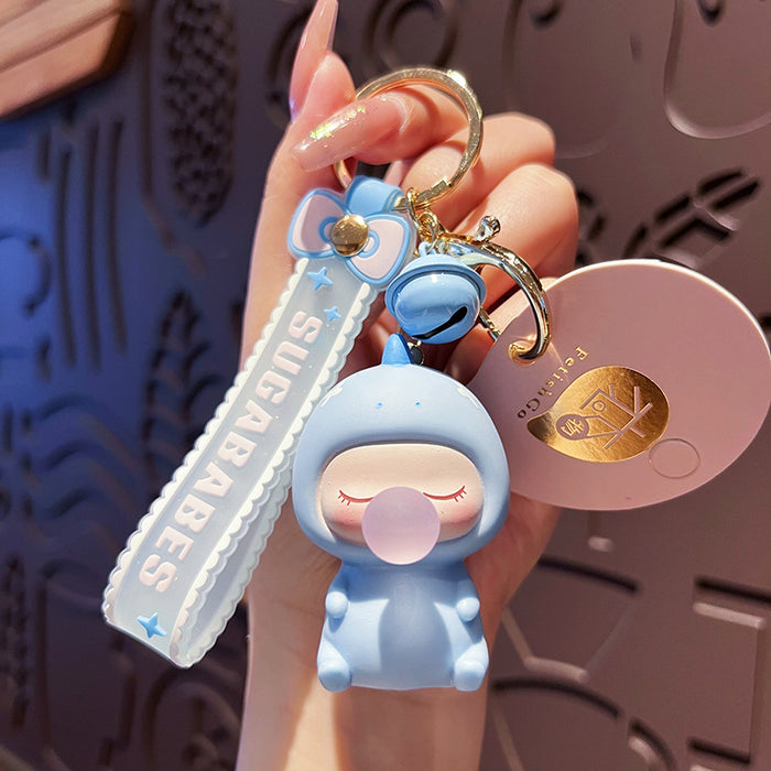 Wholesale Dudu Little Dinosaur Cartoon Keychain Couple Bag Pendant Creative Bubble Doll Small Gift