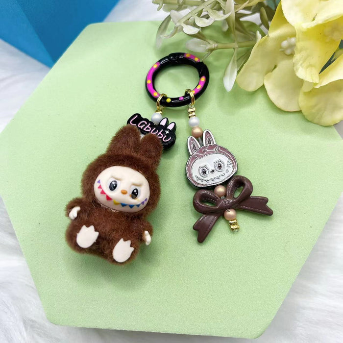 Wholesale Flocking mini keychain baby-free vinyl cute grain mobile phone pendant trendy accessories