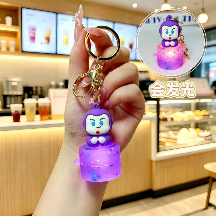 Wholesale Cartoon Metal Keychain Night Light Decorative Bag Charm Gift for Students Couples MOQ≥2