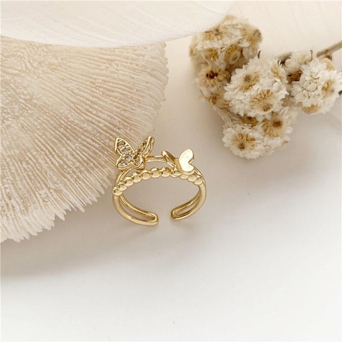 Wholesale Plain Circle Butterfly Ring Set Combination Simple Opening Adjustable Finger Ring Fashion Personalized Ring