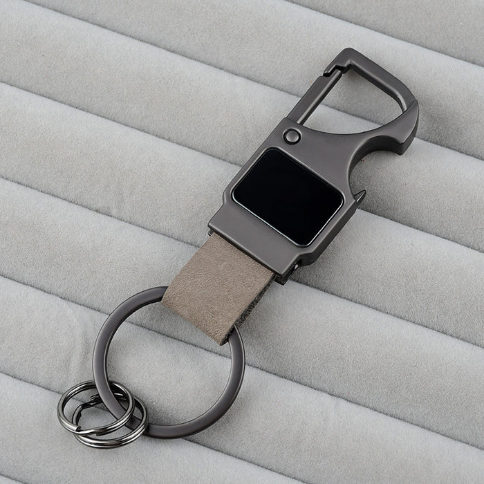 Wholesale Leather keychain multifunctional creative car keychain laser engraved metal pendant
