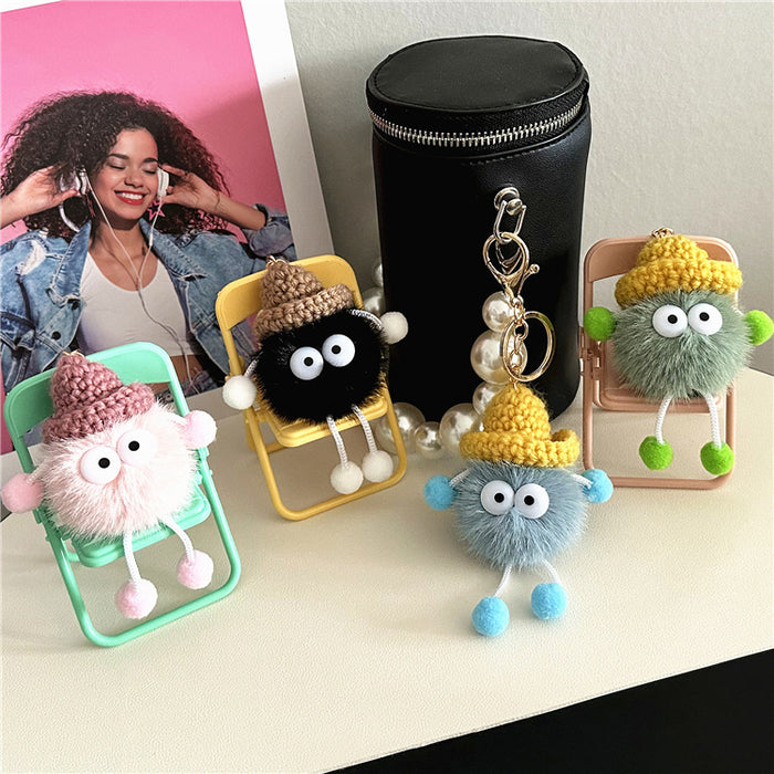 Wholesale Cute Little Briquettes Cartoon Car Keychain Plush Doll Doll Bag Pendant Accessories Gift