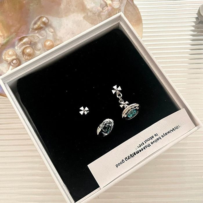 Wholesale Personalized transparent silver needle niche design earrings with a high-end feel