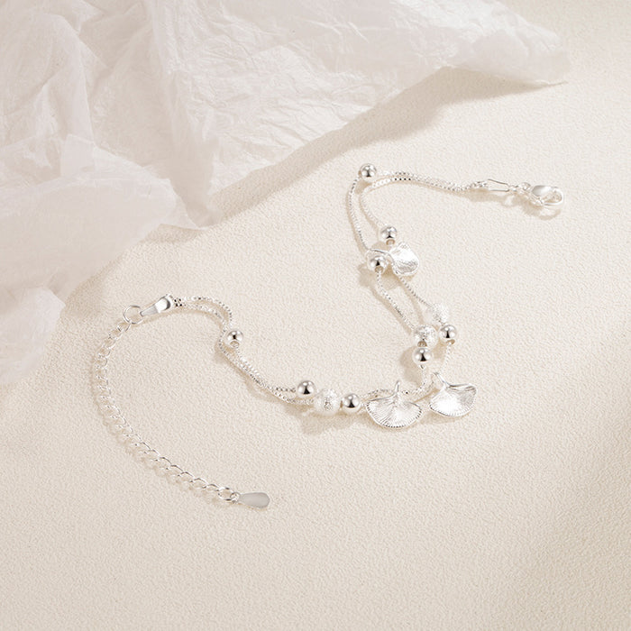 Wholesale Silver plated double-layer pendant bracelet, niche design, versatile