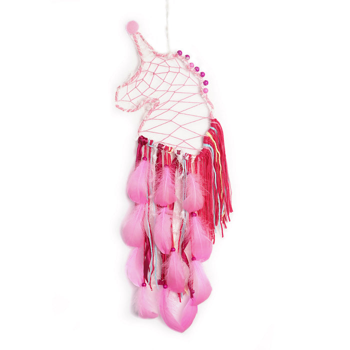 Wholesale Handmade Rainbow Macaron Dream Catcher Wind Chime Feather Hanging Home Decor MOQ≥2