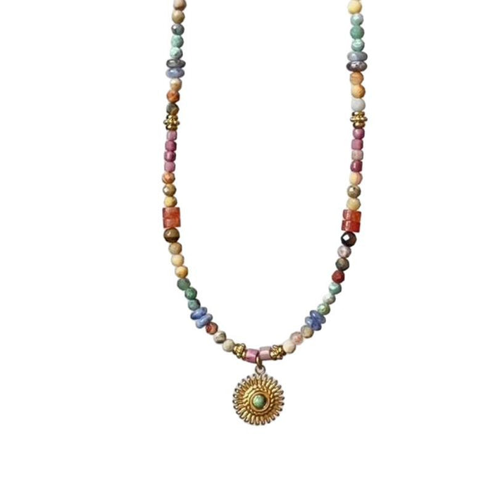 Wholesale Colorful bead necklace with a niche design for layering, collarbone chain