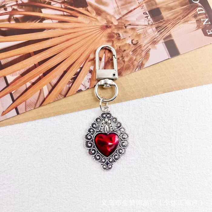 Wholesale Gothic style dark keychain pendant metal heart hot girl style palm bag cross pendant