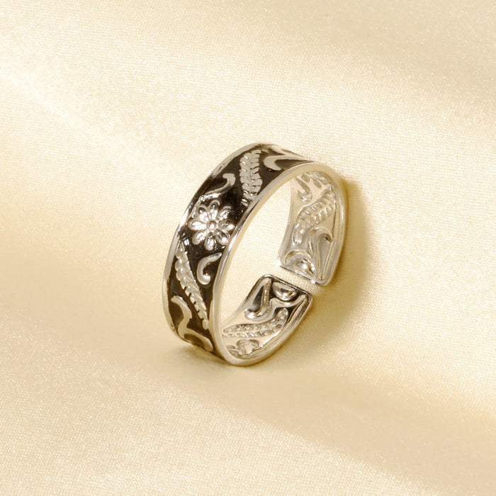 Wholesale Stainless steel retro artistic opening ring, women's niche design, ring accessories