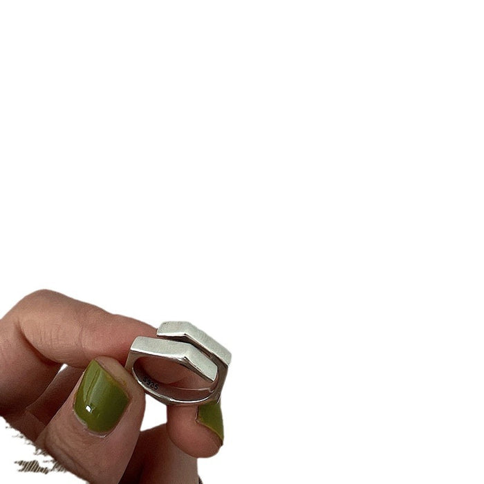 Wholesale  Silver Plated Ring Women's Korean Smoothed Cross  Adjustable Opening Ring