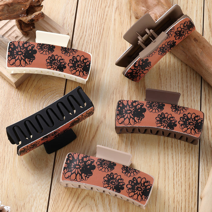 Wholesale Red Black Five flower square Hair Clips