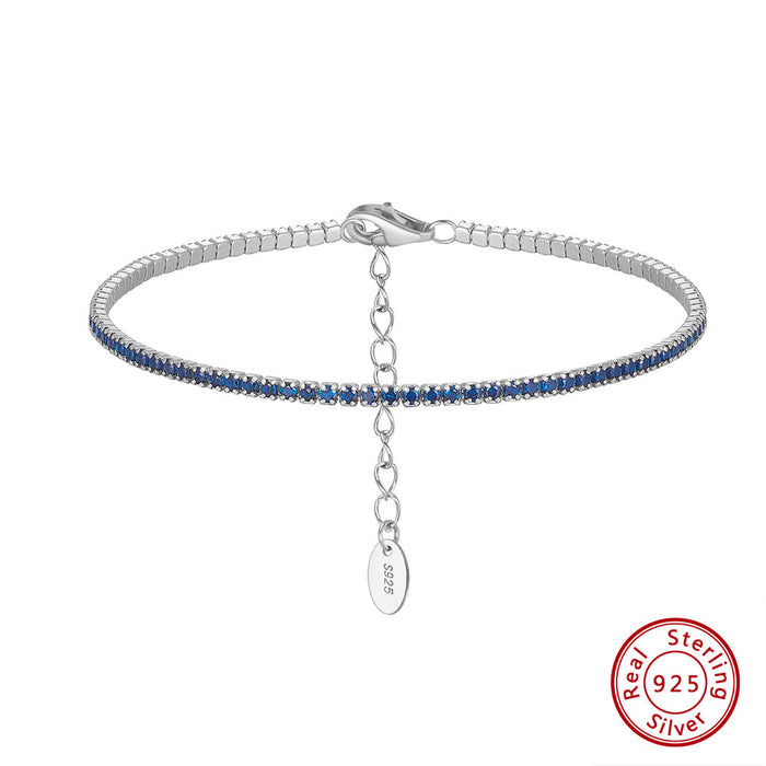 Wholesale Solid Zircon Tennis Chain Pure Silver Adjustable Bracelet