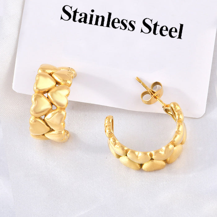 Wholesale Heart-Shaped C-Curve Earrings,  Creative and Unique Ear Accessories