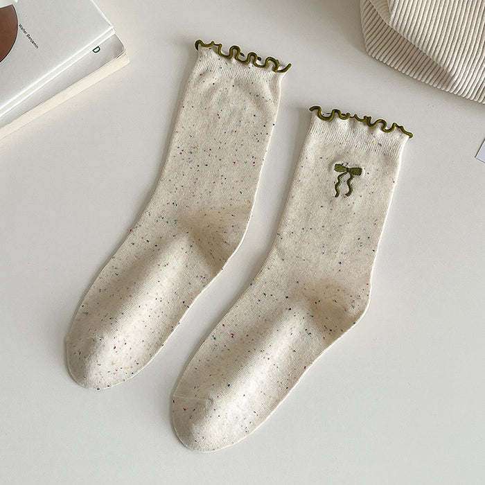 Wholesale New Socks Stacking Socks Cute Embroidered Bow Middle Socks